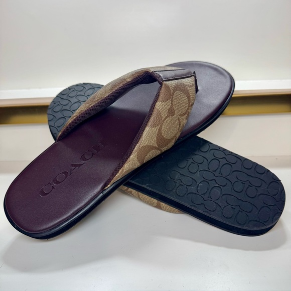 Coach Men’s Signature Canvas Flip Flop Sandals Size 10D G4921 New No Box/Tags - Picture 11 of 14